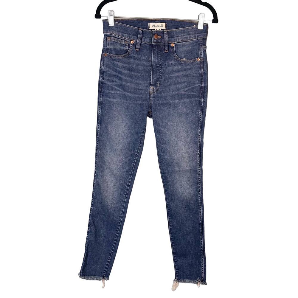 Madewell Women's Blue Cotton Blend Raw Hem 10" High Rise Skinny Jeans Size 27